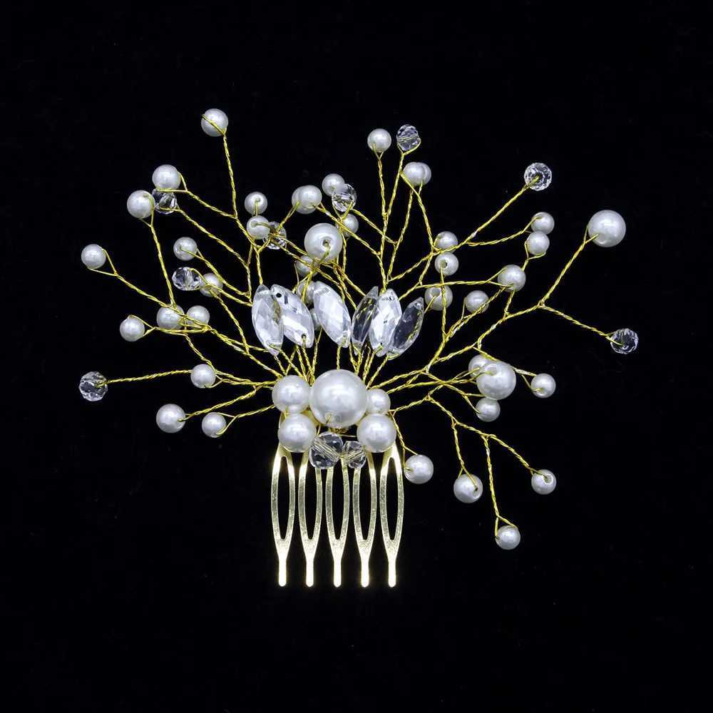 1PC Pearl Women Hair Pin Wedding Hair Accessories Hair Combs Rhinestone Tiara Clips Crystal Crown Bride Bridesmaid Hair JewelryX240913