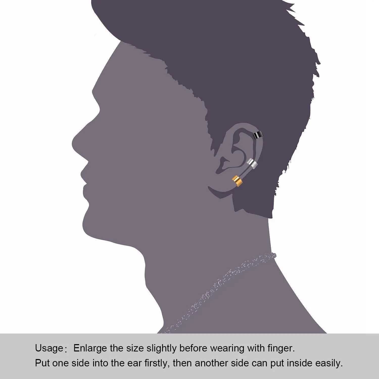 Punk Stainless Steel Ear Cuff Ear Clip For Women Men Cuff Wrap No Pierced C Shape Earrings Clips Non-Piercing Cartilage JewelryX240913