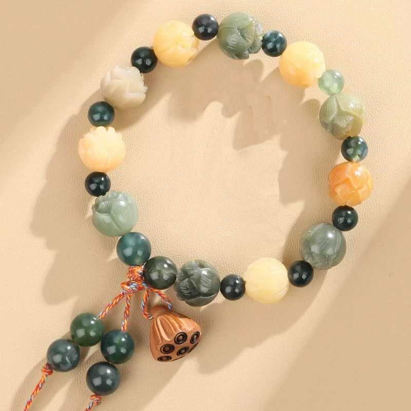 Xizang Buddha Bodhi Lotus Bead Bracelet Wood Bead Buddha Prayer Bracelet Men Yoga Alleviates Anxiety Charm Jewelry W240913
