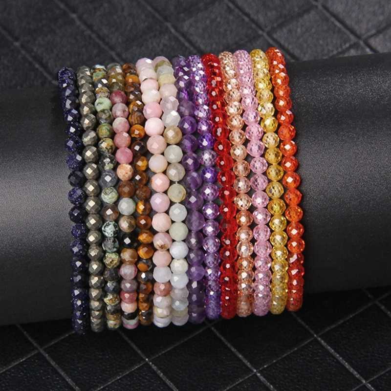 4MM natural stone tourmaline bracelet for men crystal face bead bracelet for healing spiritual energy handmade exquisite jewelry W240913
