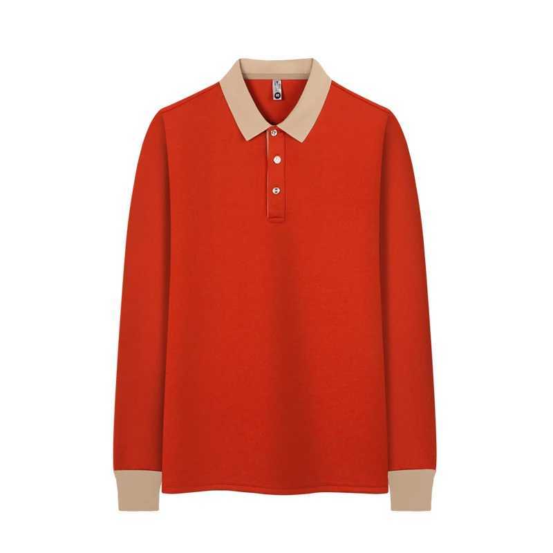 New mens solid polo shirt with lapel and long sleeved polo shirt with zipper collar fashionable spring and autumn thin shirt casual loose top W240913