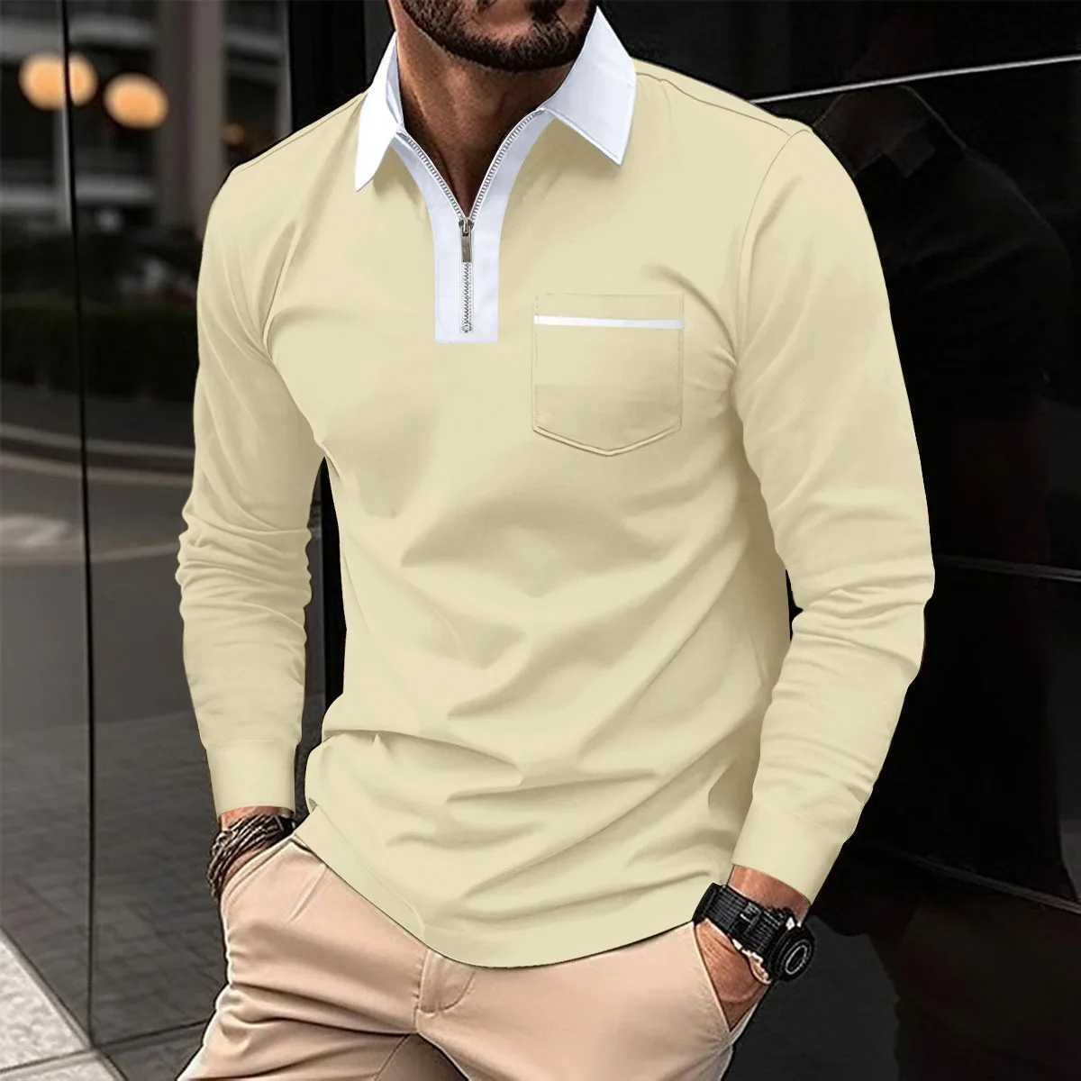Summer Mens Casual Sleeping Polo Shirt Office Fashion Collar T-shirt Mens Breathable Polo Shirt Mens Clothing W240913
