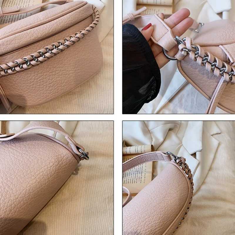 Elegant Solid Colour PU Leather Waist Bags For Women Simple Design Fanny Pack Female Waist Pack Ladies Crossbody Chest Bag Z240912
