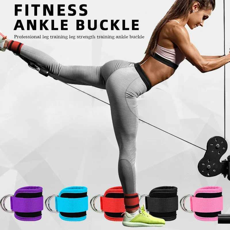 Gym Ankle Straps Double D-Ring Adjustable Neoprene Padded Cuffs Ankle Weight Leg Training Brace Support Sport Safety Abductors Y240913