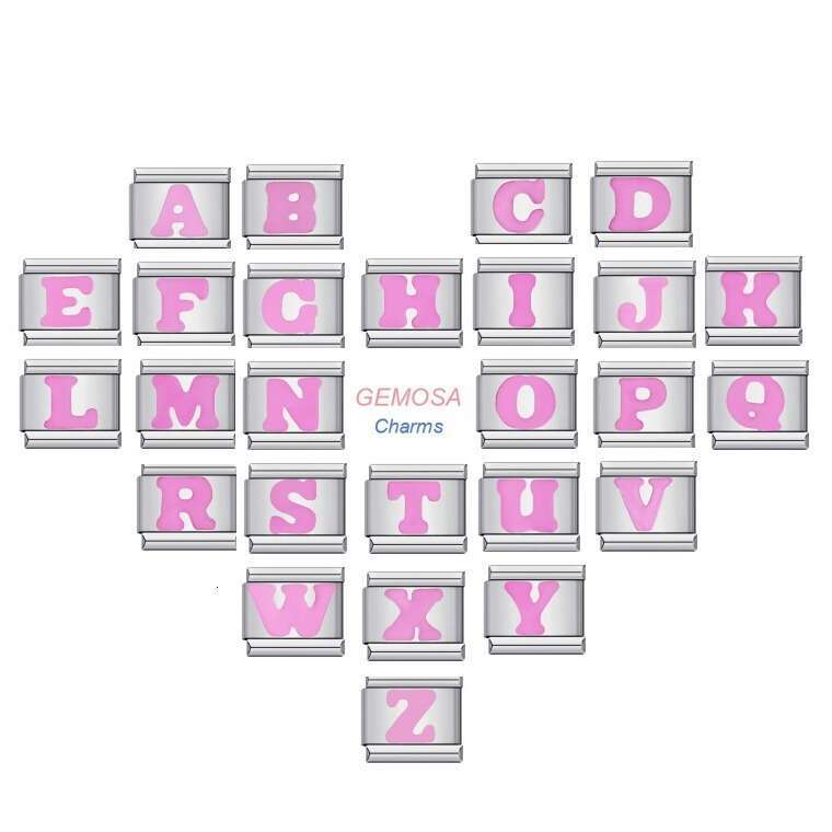 Titanium Steel Colored Enamel 26 English Letters DIY Bead Bracelet Italian Bracelet Italian Charm Links Fit 9Mm Bracelet Jewelry DIY Making Gifts