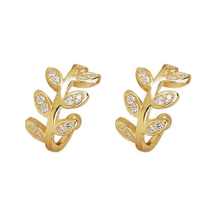 925 Sterling Silver Ear Cuff For Women Zircon Clip On Earrings Gold earcuff Without Piercing leaf Earrings JewelryX240913