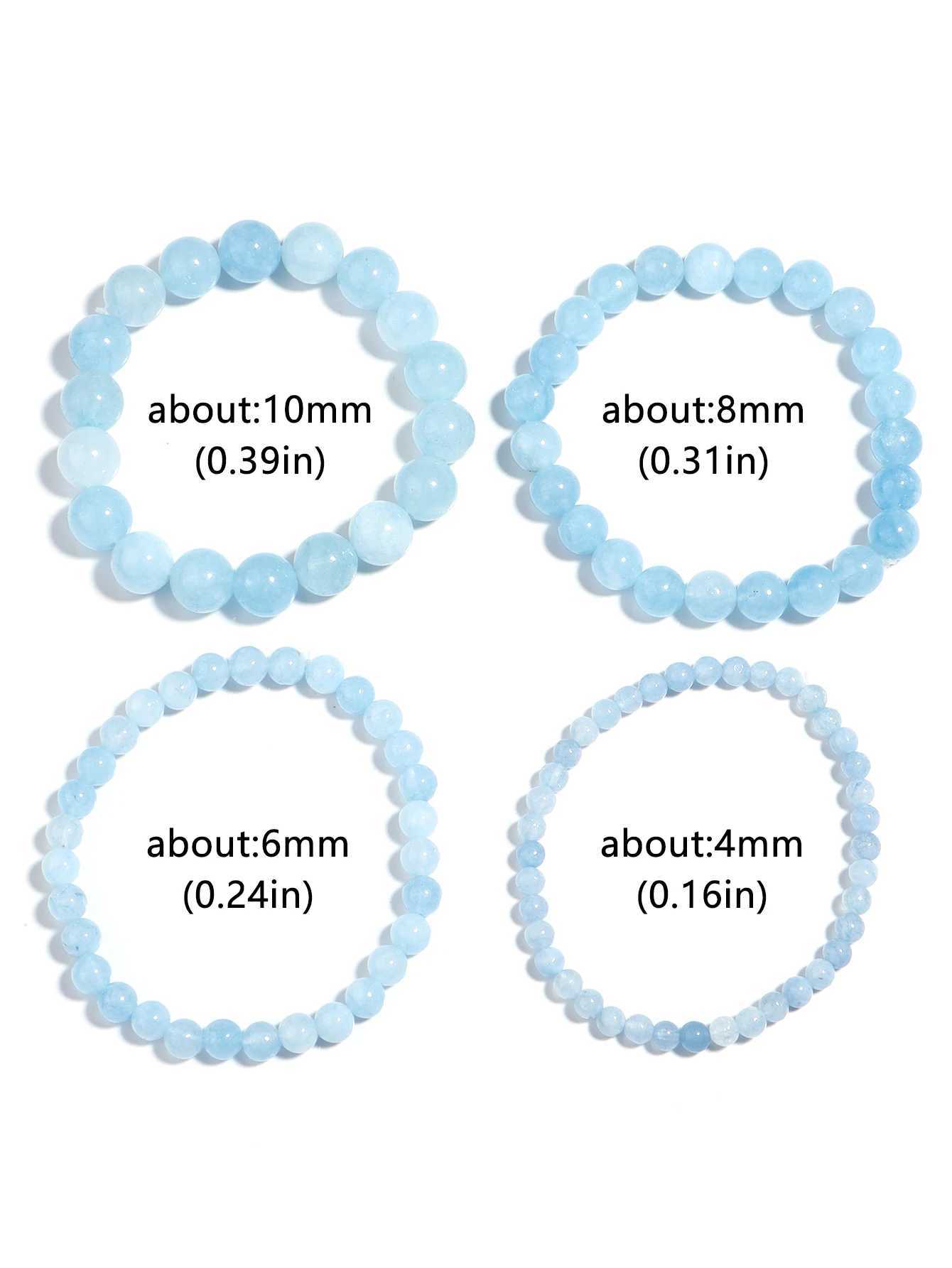 OAITE Natural Blue Gem Bead Bracelet for Womens Meditation Spiritual Therapy Stretching Spiritual Energy Stone Bracelet W240913