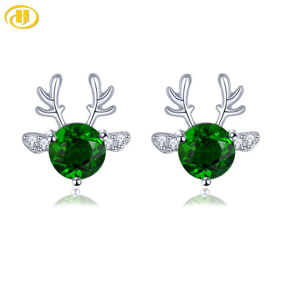 Natural chrome diode sterling silver stud earrings cute Christmas style exquisite jewelry 12carat genuine gemstone S925 240912
