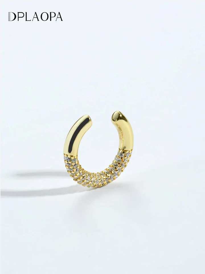 DPLAOPA 925 Sterling Silver Gold Lapse Gold Ear Cuff Piercing Clips CZ Without Piercing Clips Women Rock Punk JewelryX240913