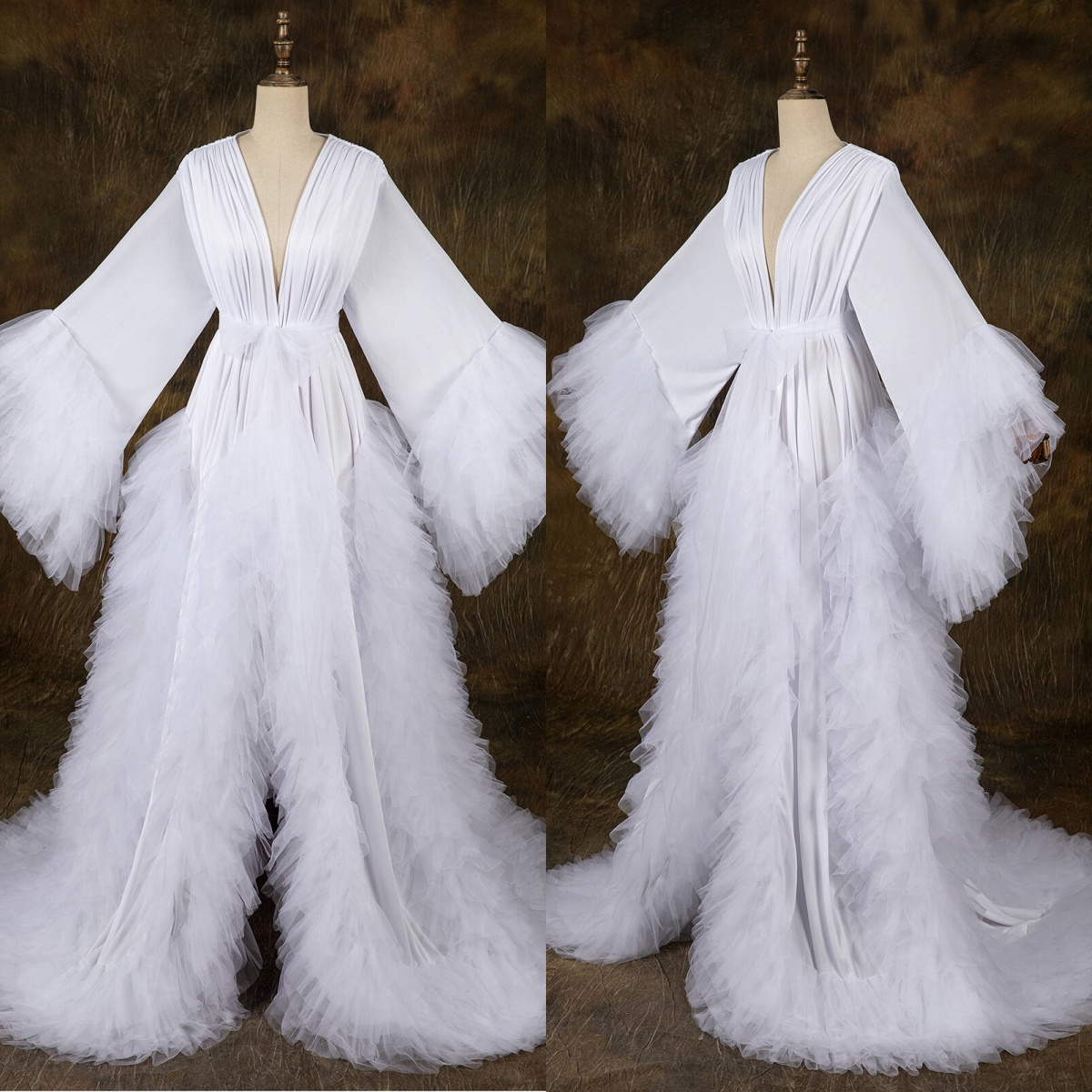 Vintage Tulle Robe Dress For Women Wedding Pajamas Gowns Bride Bride Bathrobe Pregnant Bath Gown Custom Made