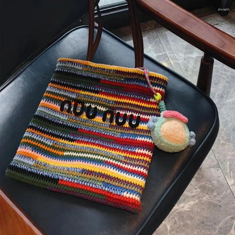 Shoulder Bags High Quality Ladies' Stylish Colorful Striped Woven Small Bag For Commuting Niche Design Practical Handbag Girls a25e 4