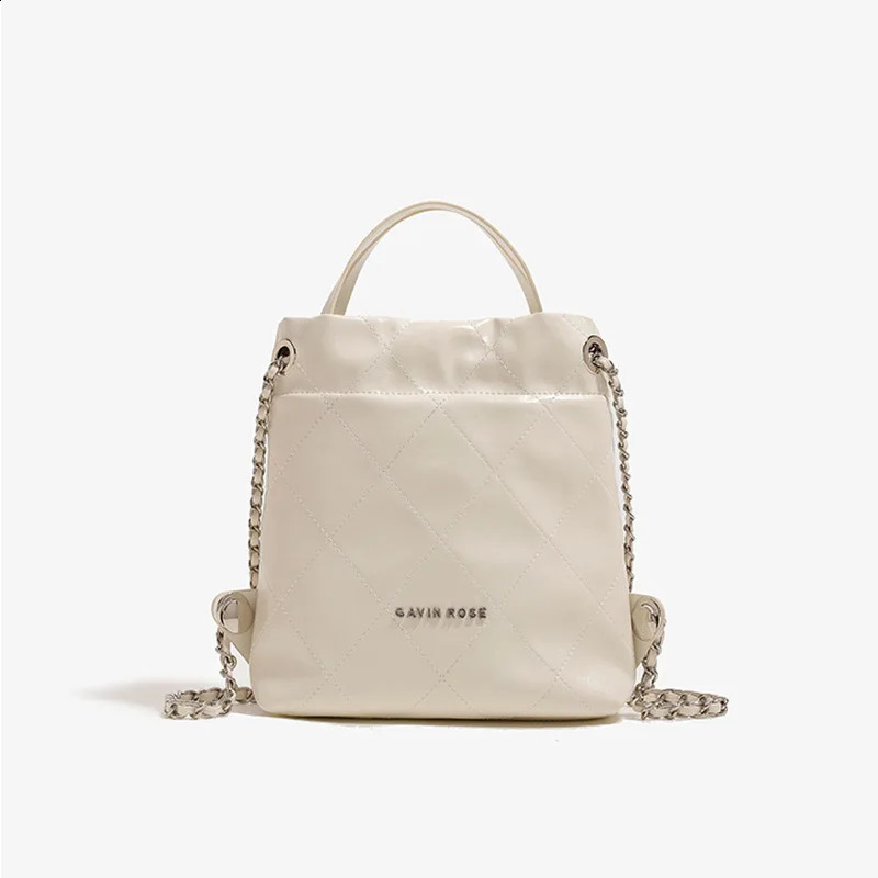 Korean Ins style diamond checkered backpack for women solid color backpack high-end brushed PU leather handbag 240912