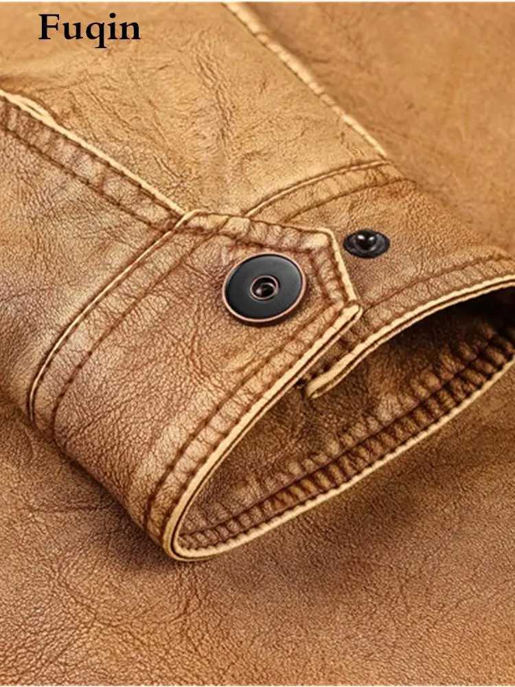 Mens Denim Leather Jacket Multi-function Zip Pocket British Style Clothes Street Motorcycle 6XL Loose Warm PU Man Jacket UnisexX240913