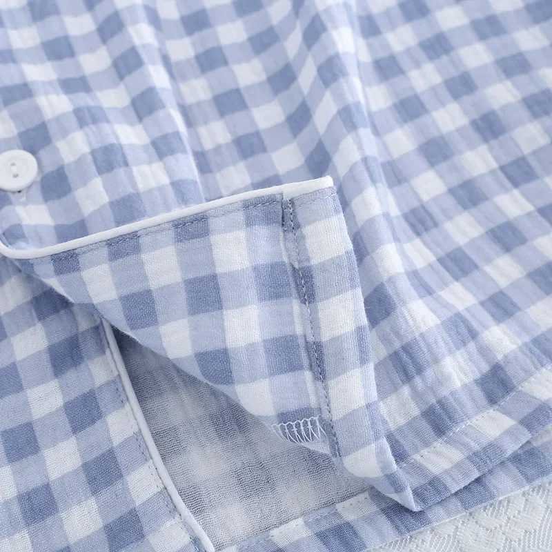 Mens Pajamas Can Be Worn Outside Spring and Autumn Thin 100% Cotton Long-sleeved Trousers Plaid Simple Homewear Men Pyjama Set Y240913