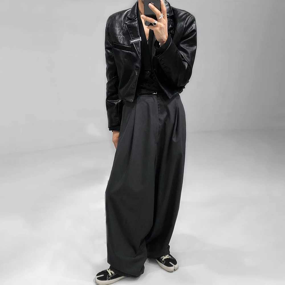 Mens Autumn And Winter Elegant British Casual Street Leather Clothing Unisex Short Leather Jacket MenS Long-Sleeved SuitX240913