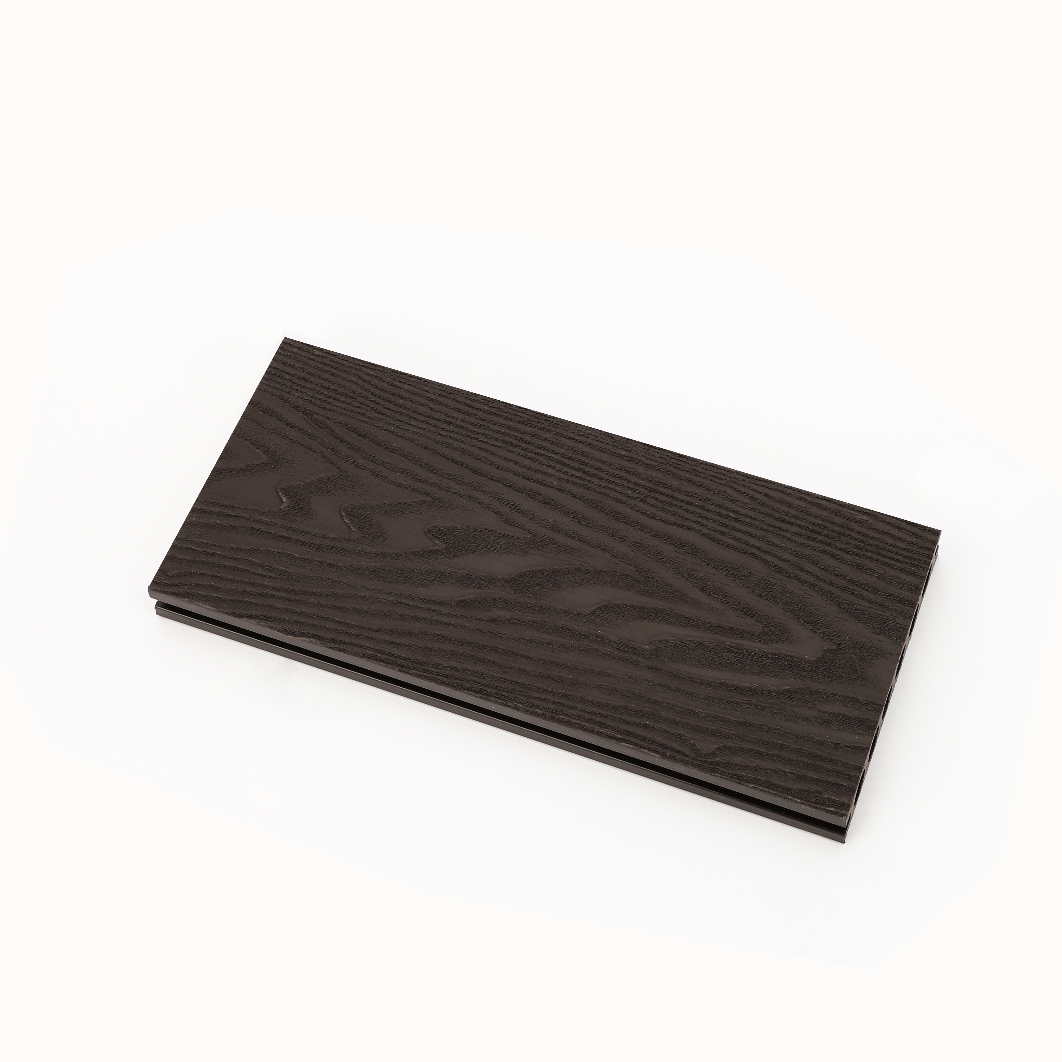 Hot outdoor waterproof 3D embossed square hole wood grain wood plastic black floor