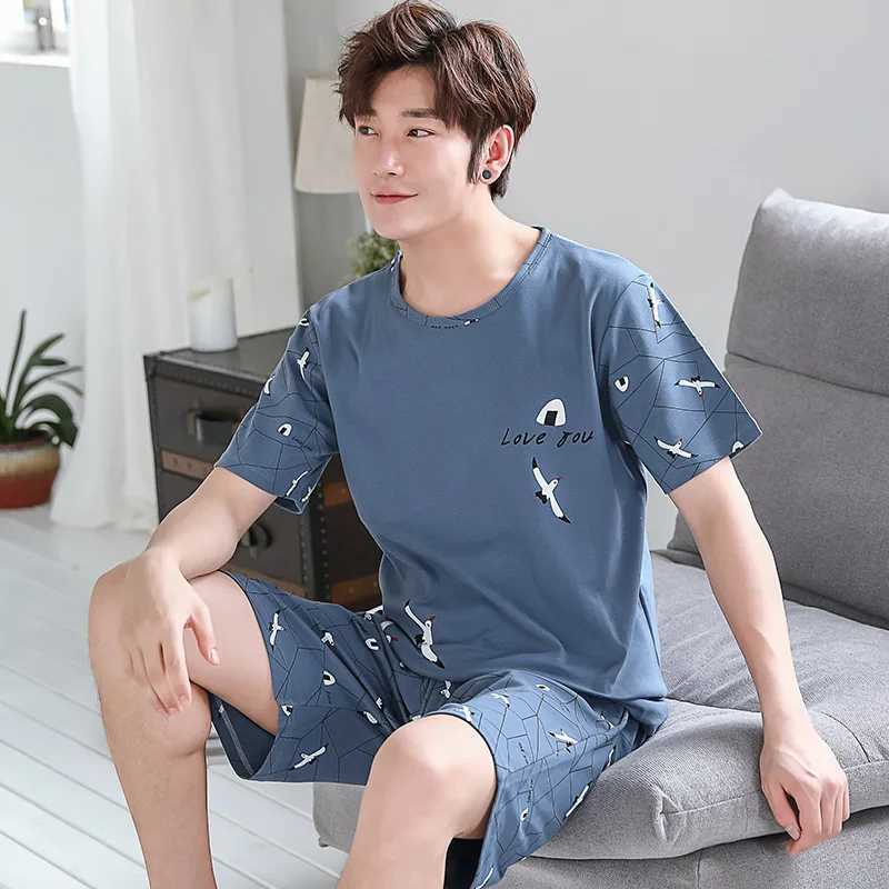 New Pajamas Loungewear Set Mens Summer Youth Short Sleeve Loose Simple Casual Loungewear Set Plus Fat Plus Size Boys Pajamas Y240913