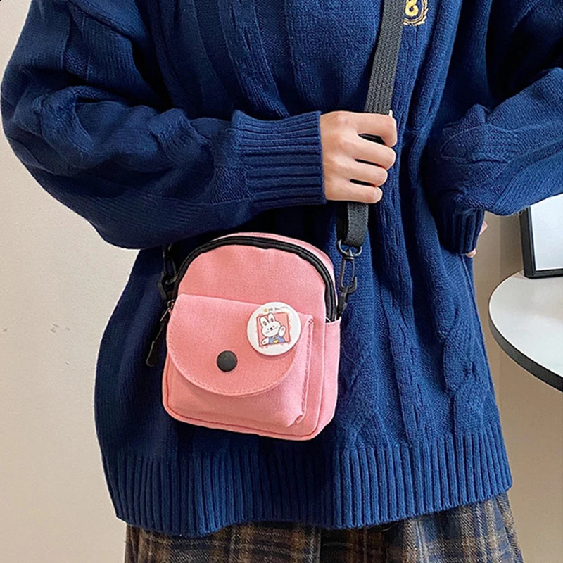 Womens bag mini canvas bag Trendy Instagram Korean version phone bag cute student cross body bag 240912