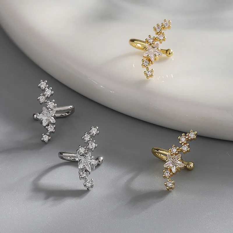 Elviragirl 1Pcs Stars Five-Pointed Star Zircon Earring Flowers Inlaid No Ear Hole Ear Clip on Earring for Girl Women GiftsX240913
