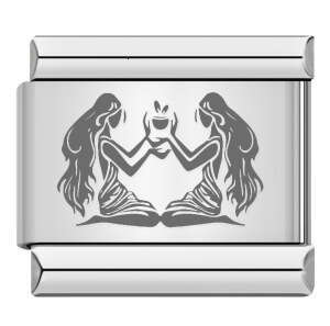 Titanium Steel Laser Carving Series 12 Constellation Italian Module Bracelet DIY Accessories Charm Links Stainless Fit 9Mm Jewelry Making Gifts