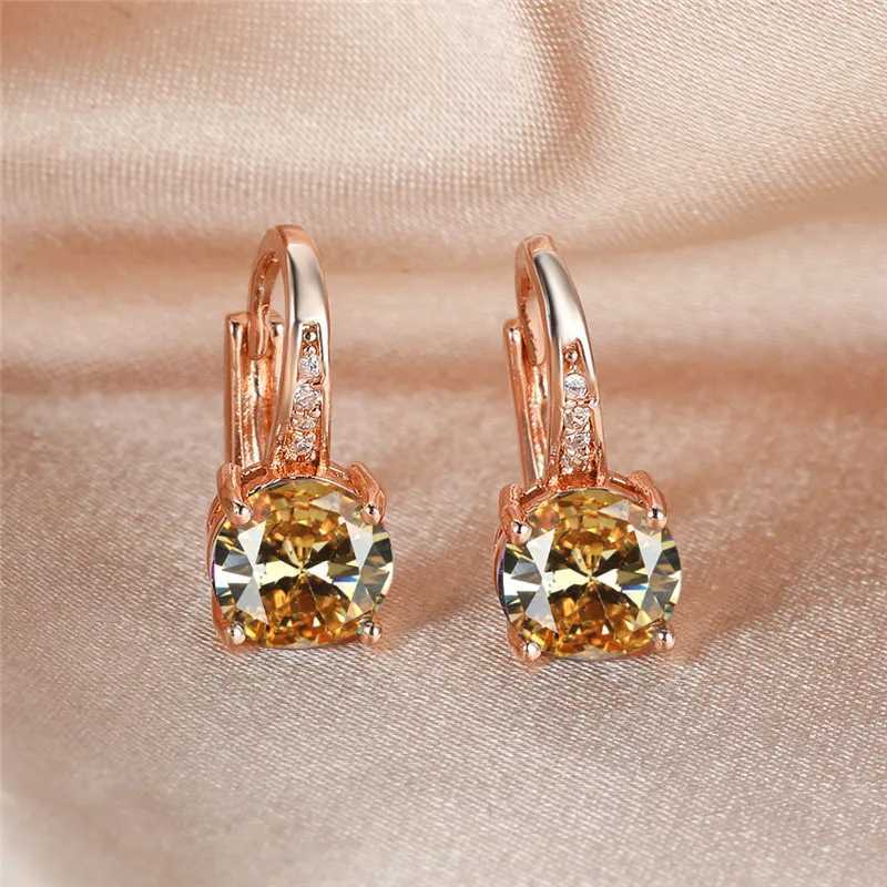 Cute Female Small Green Blue Purple Round Stone Clip Earrings Fashion Wedding Jewelry For WomenX240913