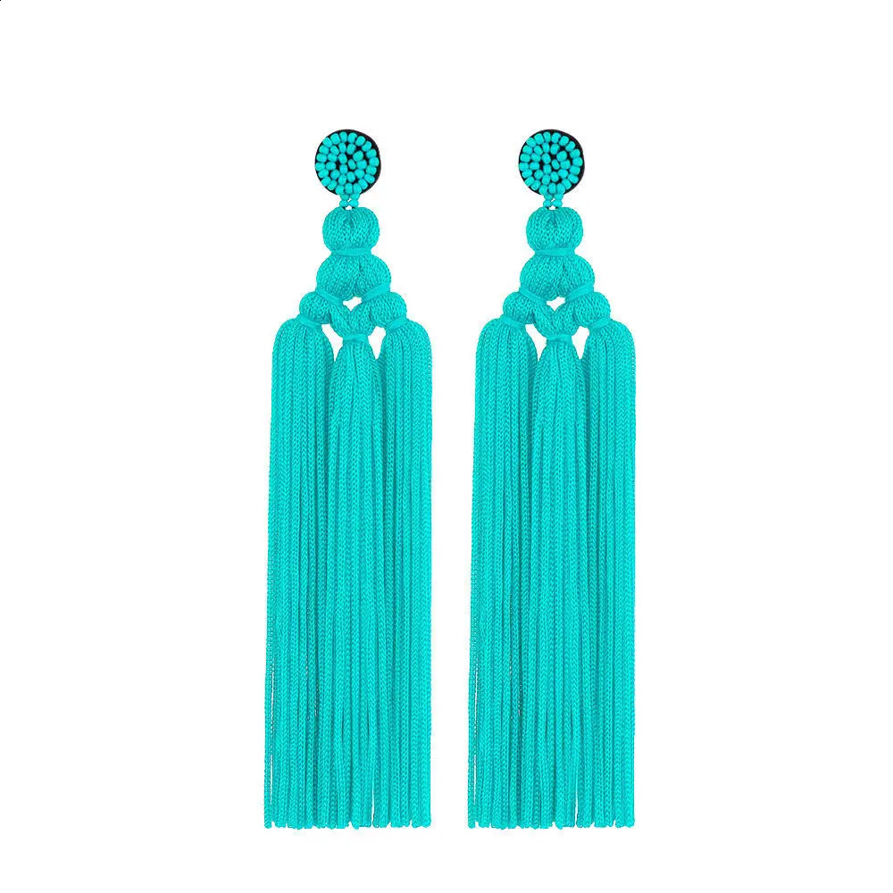 Handmade Tassel Earring 2024 Fashion Jewelry Bohemian Drop Dangle Long Earrings Silk Fabric Ethnic Style Vintage 240906