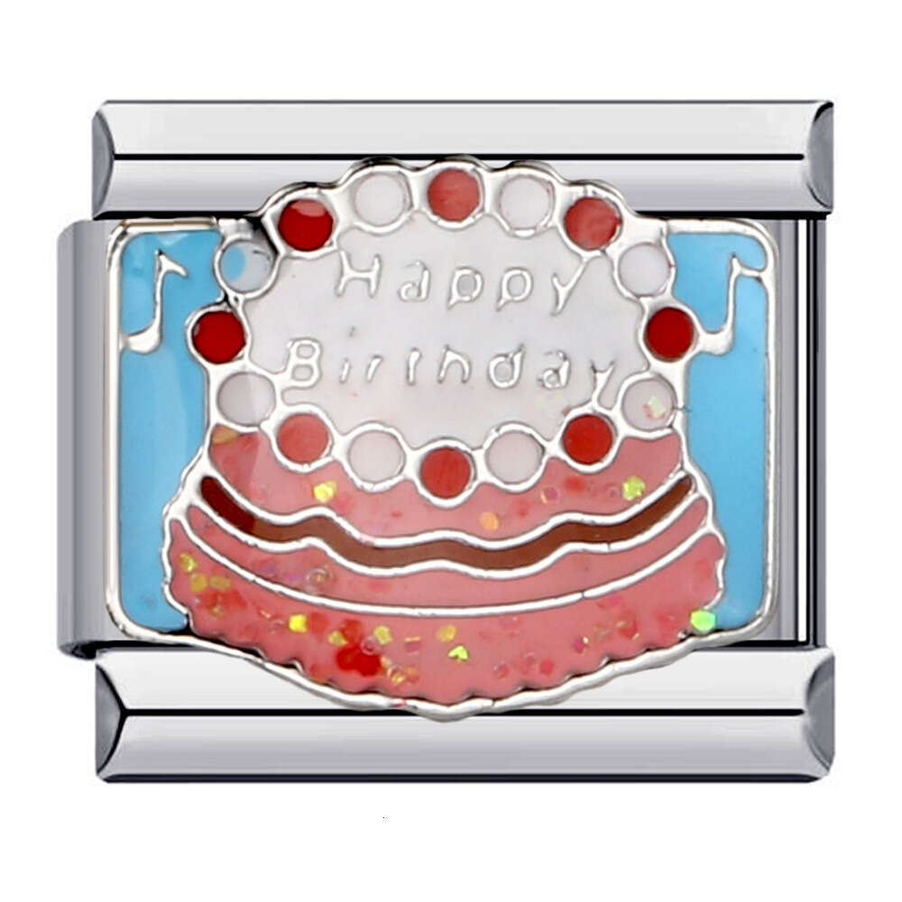 Titanium Steel Welded Gold-Plated Drop Oil Cartoon DIY Module Bracelet Italian Charm Bracelet Charm Links Stainless Steel Fit 9Mm Jewelry Making Gifts