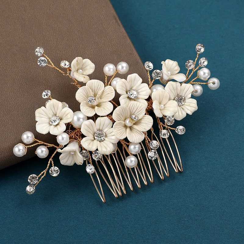2023 New Hair Comb Wedding Hair Accessories For Women Pearl Flower Hairpin Bridal Tiaras Exquisite Prom Jewelry Marriage BijouxX240913