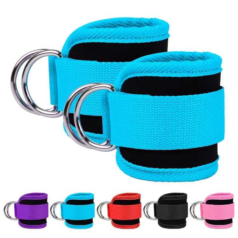 Gym Ankle Straps Double D-Ring Adjustable Neoprene Padded Cuffs Ankle Weight Leg Training Brace Support Sport Safety Abductors Y240914
