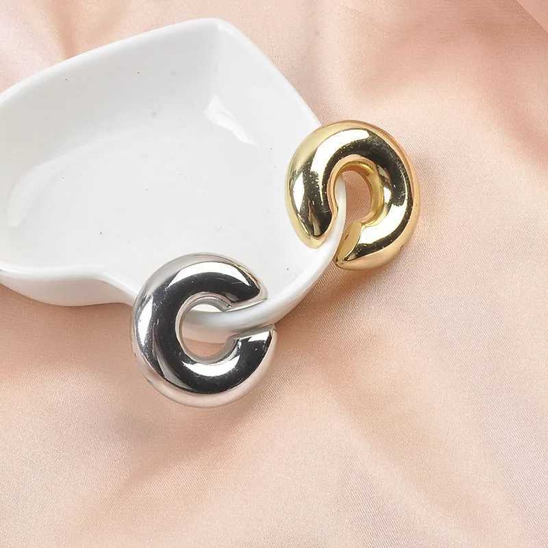 Punk Non Piercing Chunky Round Circle Clip Earring for Women Gold Color C Shape Ear Cuff Stud Tube Thick Earclips Jewelry GiftsX240913