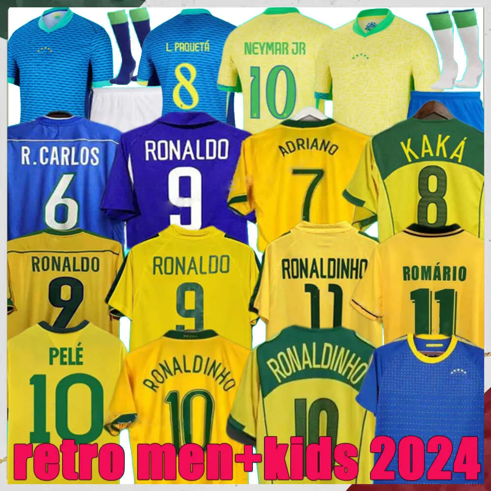 1970 1978 1998 retro Brasil PELE soccer jerseys men kids 2002 Romario Ronaldo Ronaldinho 2004 1994 BraziLS 2006 RIVALDO ADRIANO KAKA 1988 2000 2010 2024 Neymar shirts