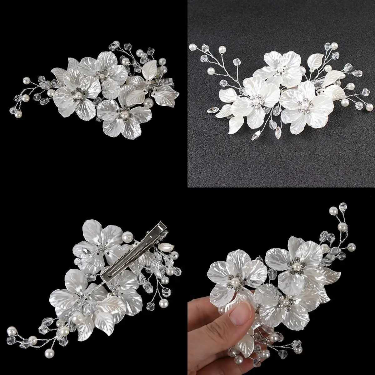 Bridal Crystal Pearl Flower Hair Clip Floral Style Barrette Bride Hair Jewelry Bridesmaid Wedding Hair AccessoriesX240913