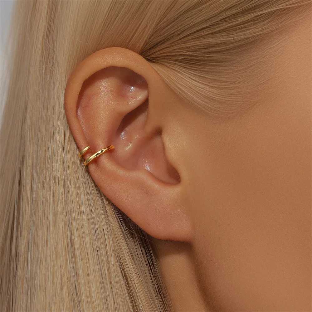 AIDE 1pair 925 Sterling Silver Smooth Design Clip Earrings Stackable Ear Cuff For Women Girls Party Fine Jewelry Christmas GiftsX240913