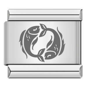 Titanium Steel Laser Carving Series 12 Constellation Italian Module Bracelet DIY Accessories Charm Links Stainless Fit 9Mm Jewelry Making Gifts