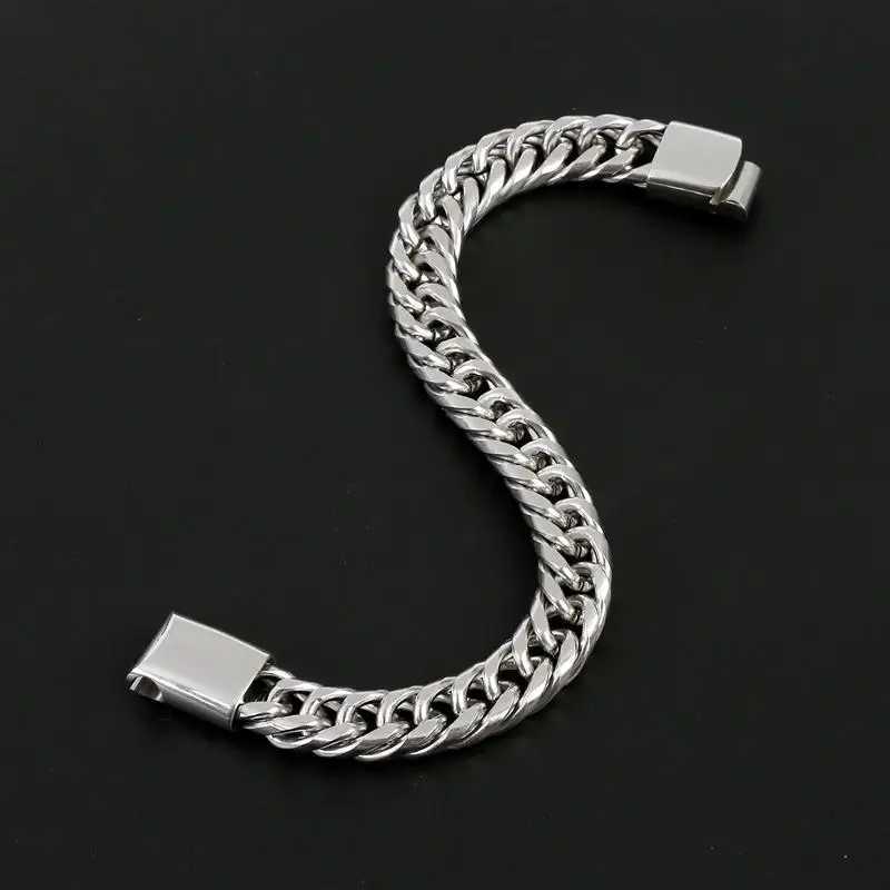 Fashion Stainless Steel Chain Bracelets Hip Hop Cuban Chains Waterproof Male Jewelry Punk Men Accessories On Hand BandX240913