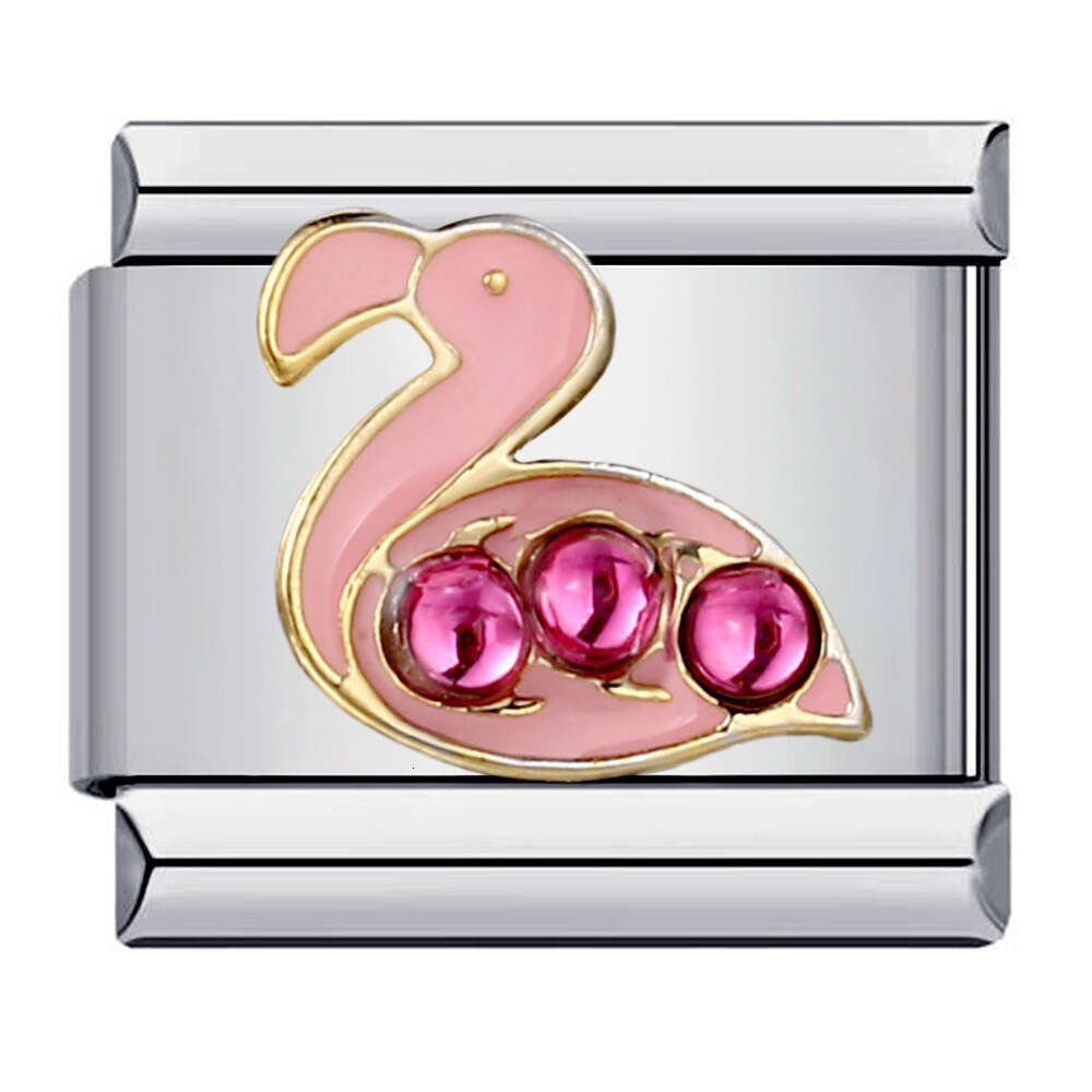 New Cute Little Animal Bead Titanium Steel Welding Pattern Enamel Cartoon DIY Fashion Bracelet Italian Charm Links Fit 9Mm Bracelet Jewelry DIY Making