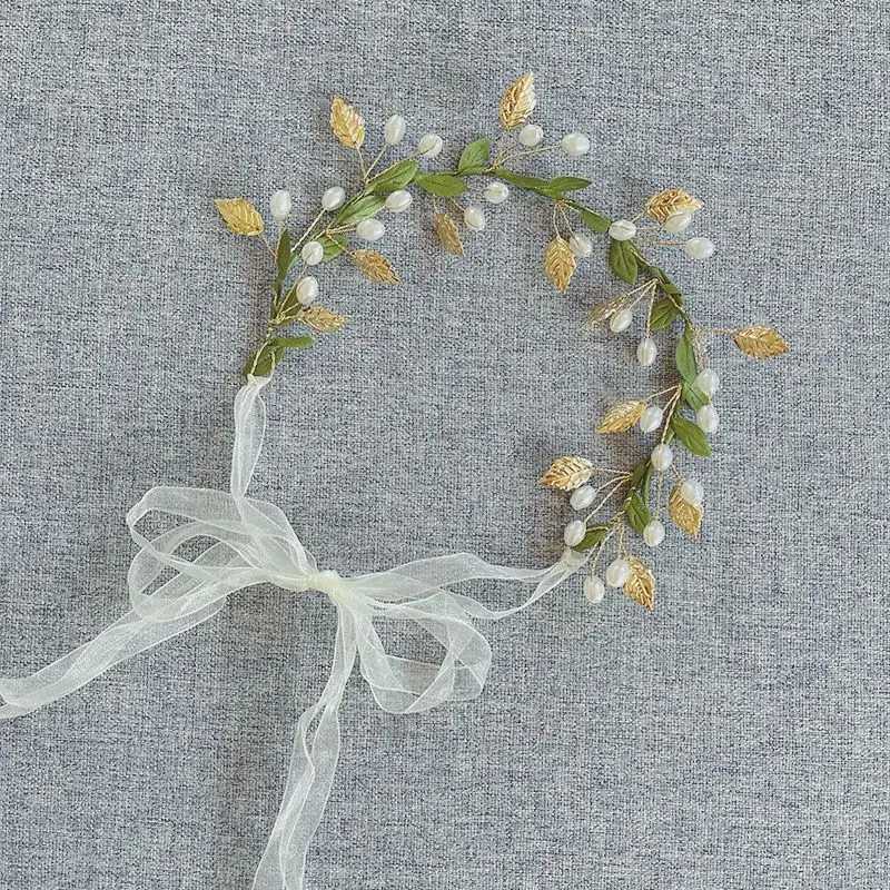 Sweet Flower Headband With Ribbon Wreath Wedding Party Ladies Girls Garlands Floral Crown Hairband Hair Accessories for Women MLX240913