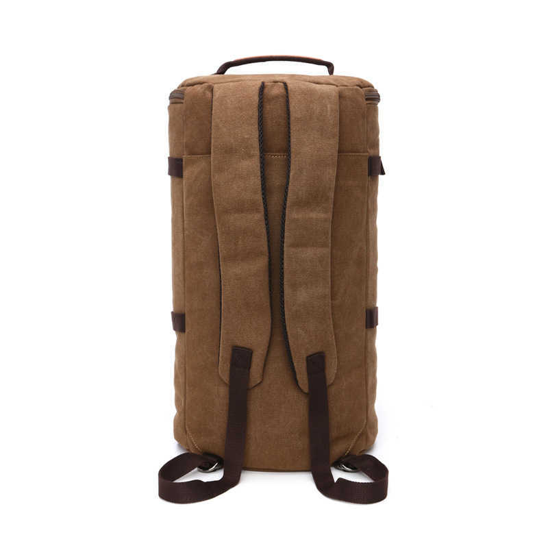 canvas cylinder bag large capacity double shoulder bag single shoulder portable messenger three-purpose bag men's Travel Backpack 240915