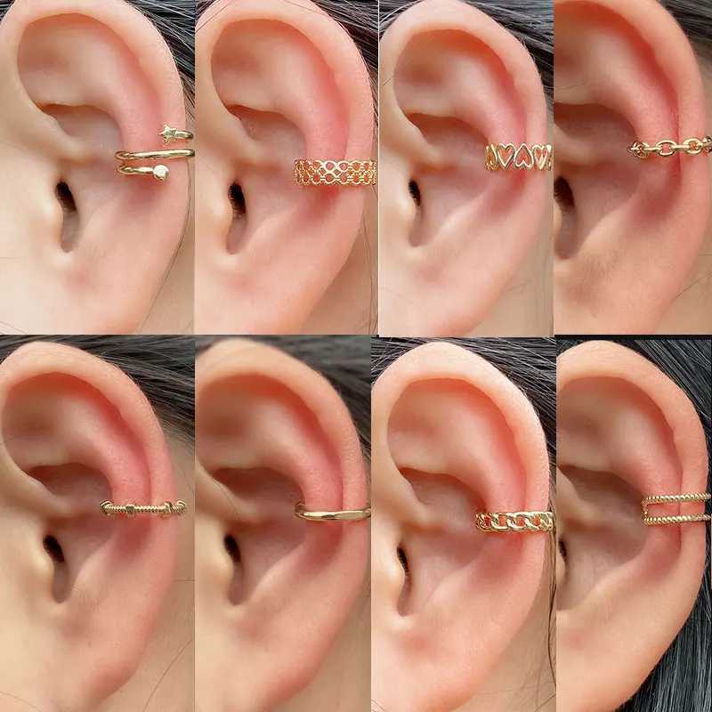 Stackable Earrings Without Ear Hole Star Wrap Clip On Earrings Earcuff for Women Ear Screen Climb Cuffs Fake Piercing One pairX240913