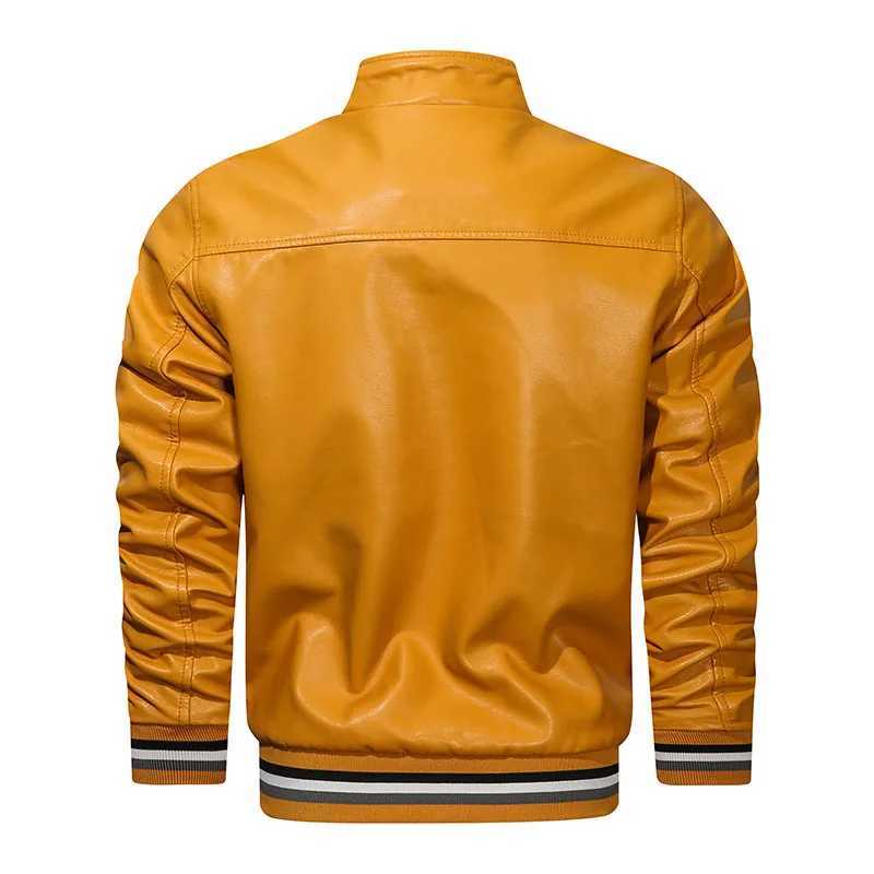 Mens Casual PU Leather Business Jacket Stand Collar Jacket Windproof Black White Sports Coat Autumn Winter WholesaleX240913