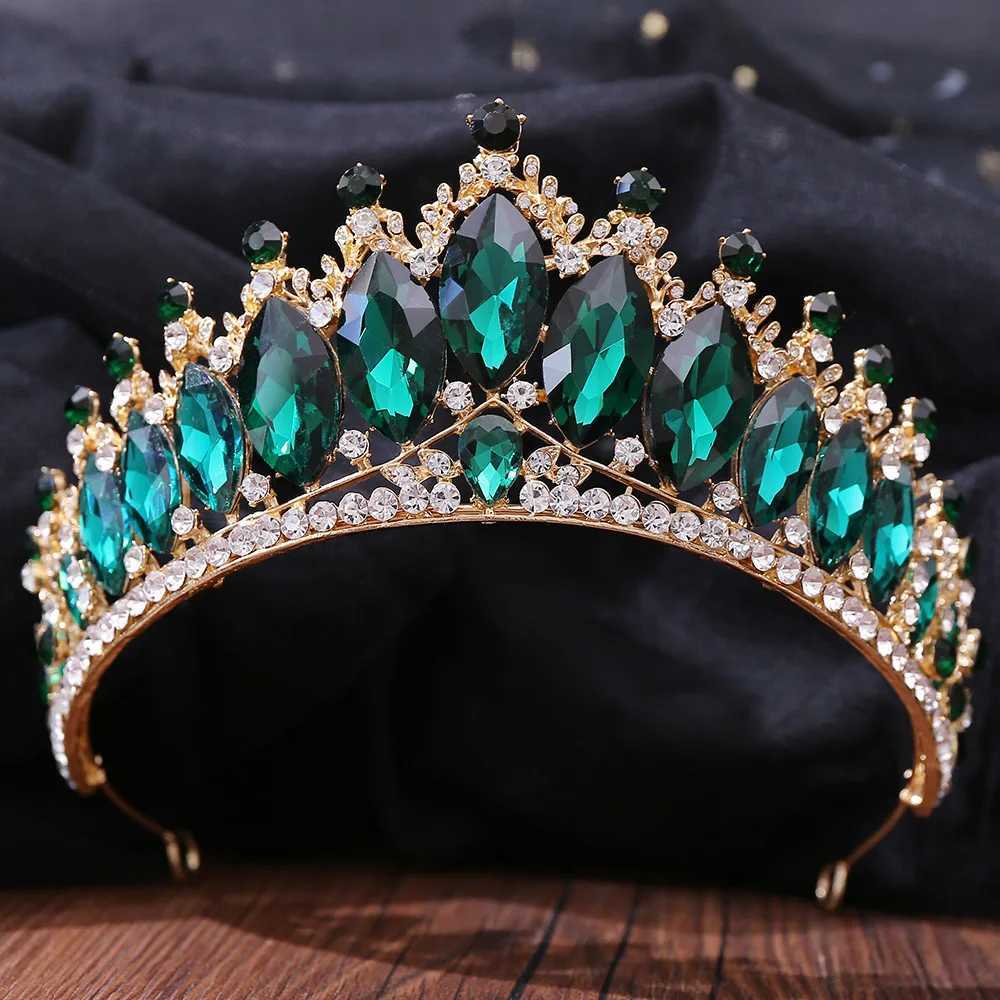 Bridal Hairwear Green Crystal Tiaras and Crowns for Women Wedding Bridal Hair Accessories Baroque Rhinestone Head Jewelry DiademX240913