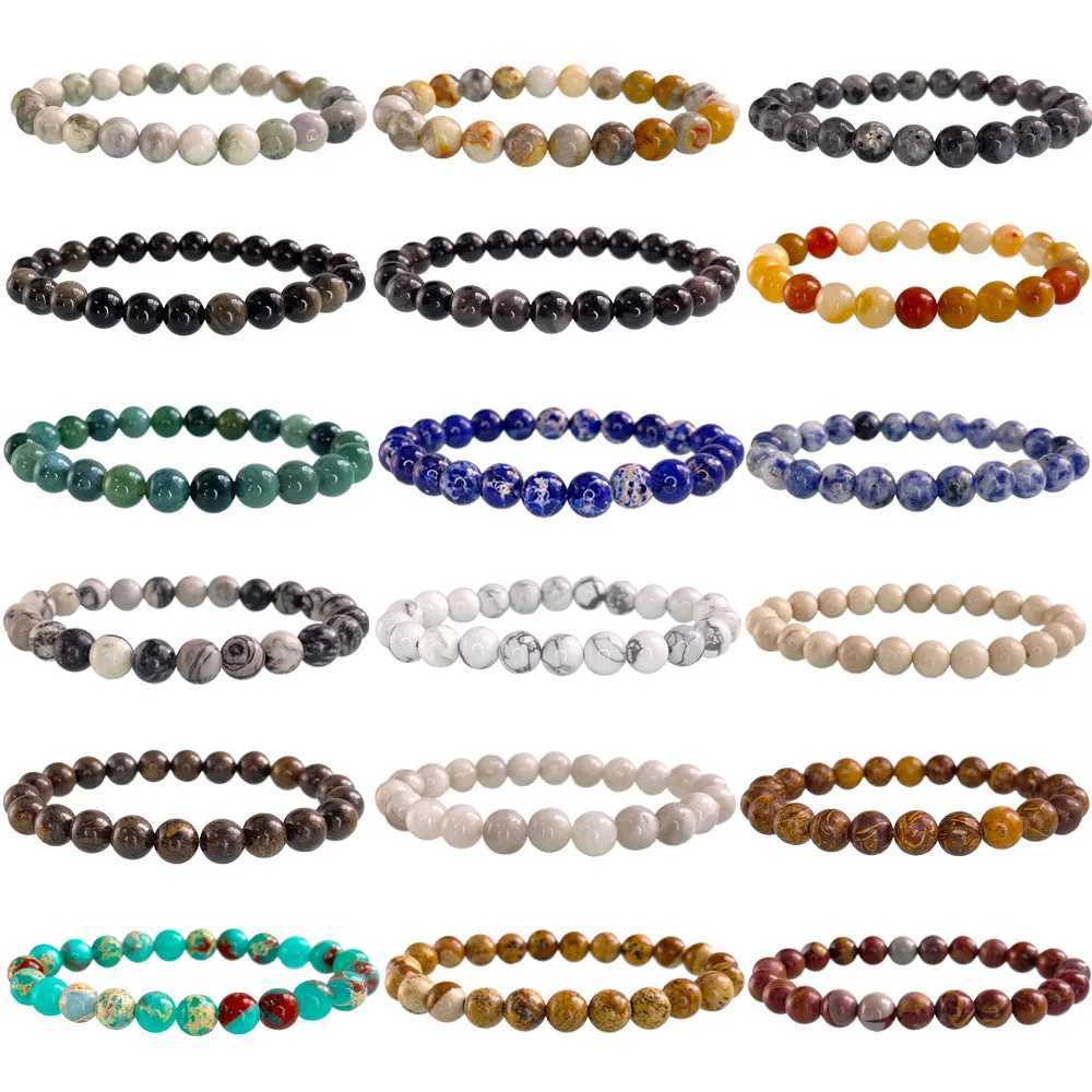 8m Natural Stone Bracelet Amethyst Turquoise Aquamarine Beads Jewelry Gift for Men Magnetic Health Protection for Women W240913