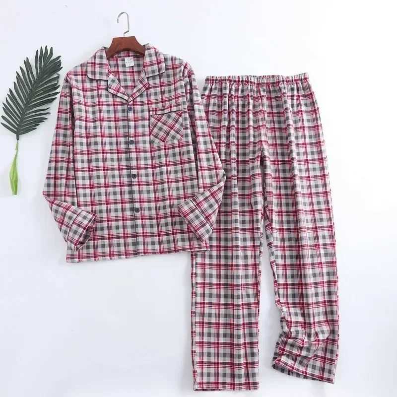 Winter Plaid Pajamas And Colors Homewear Sleepwear Warm Multi Trousers Long-sleeved Design For Autumn Flannel Cotton Men Sets Y240913