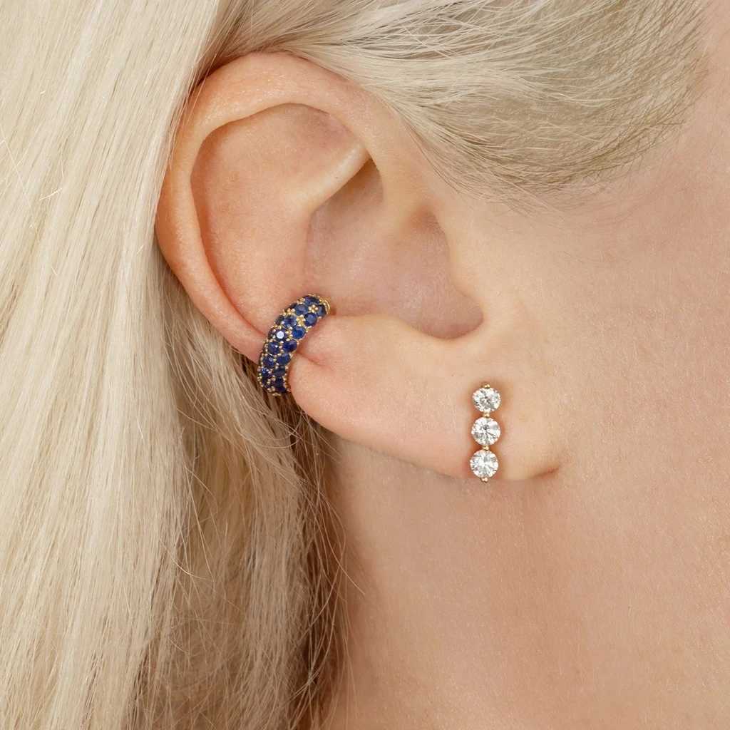 C-shape Gold plated Ear Cuff Clip Earrings For Women Micro pave CZ zircon Earcuff Without Piercing Earclip Wedding JewelryX240913