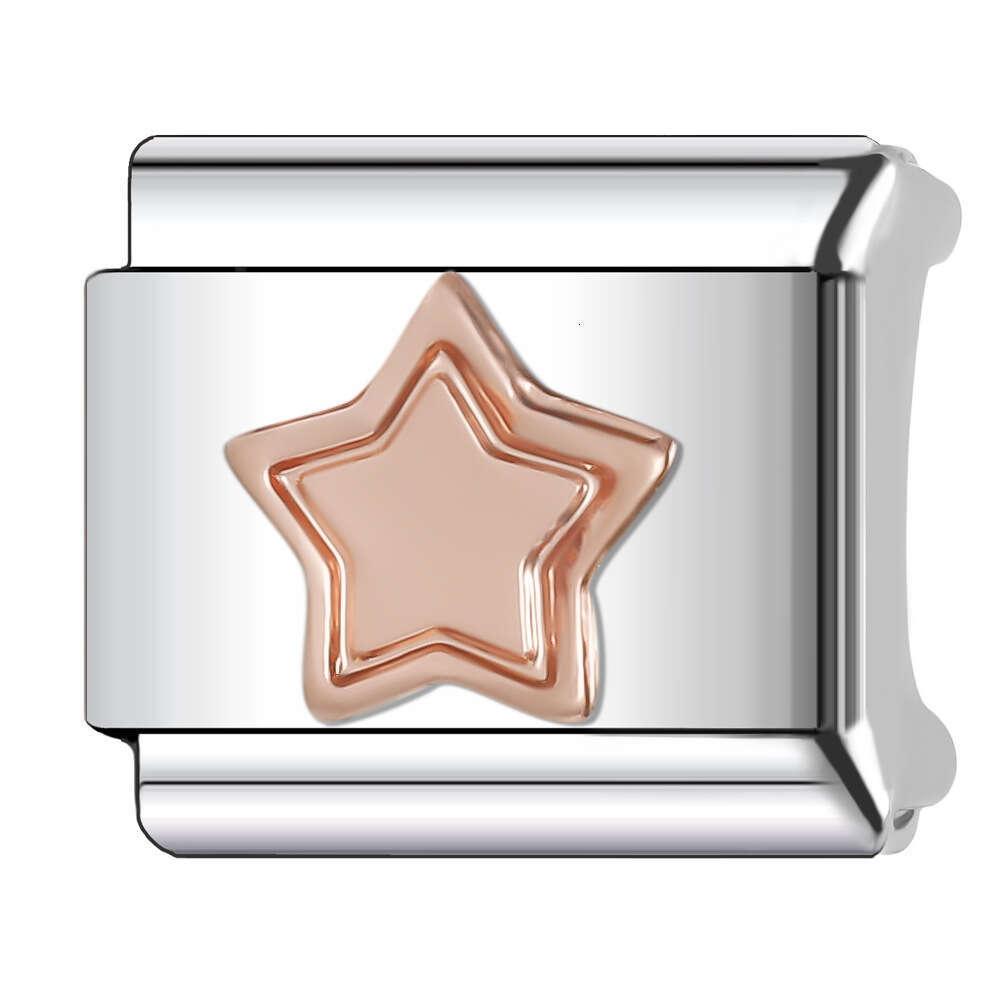 2024 Women's Gift Fit 9mm Stainless Steel Italian Charms Bracelet Links Beads Bracelet DIY Handmade Splicing Star Moon Pattern Italian Style