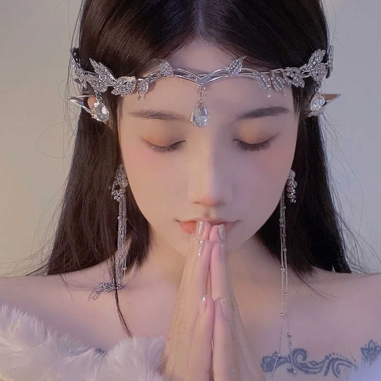 Wedding Hair Tiara Crystal Bridal Tiara Crown Silver Color Diadem Veil Tiaras Wedding Hair Accessories Headpieces Head JewelryX240913