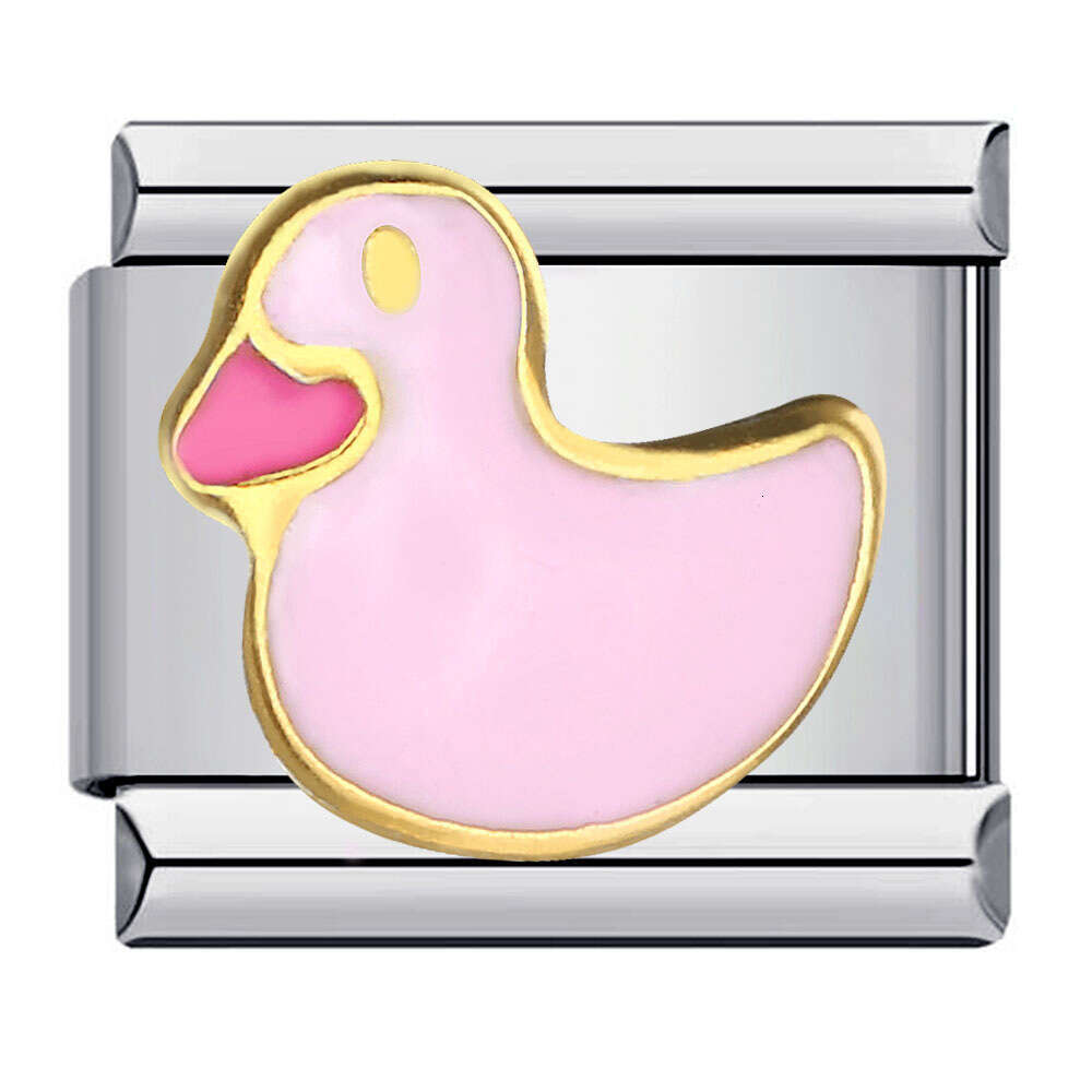 New Stainless Steel Welding Pattern Gold-Plated Enamel Wristband Cartoon DIY Italian Bracelet Charm Links Stainless Steel Fit 9Mm Bracelet Jewelry Mak