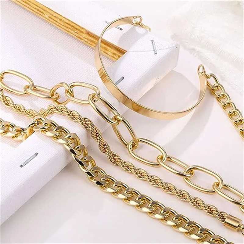 HNSP 4-piece Stainless Steel Bracelet Set For Women Jewelry Female Hand Chain AccessoriesX240913