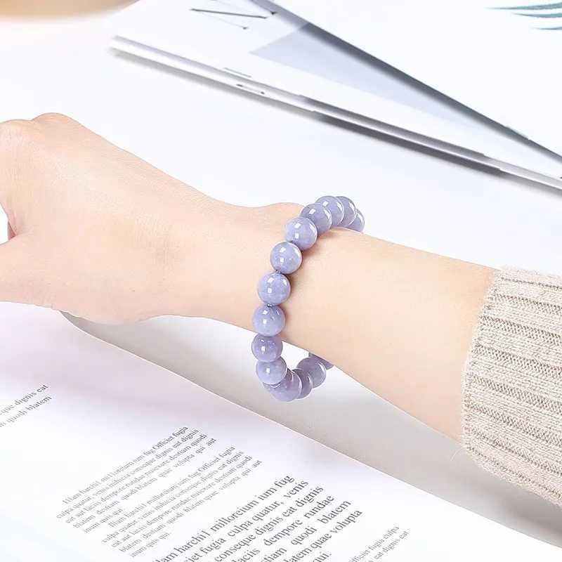 JD Natural Aquamarine Pearl Bracelet Womens Fashion Purple Chalcedony Round Stone Elegant Treatment Necklace Bracelet Gift W240913