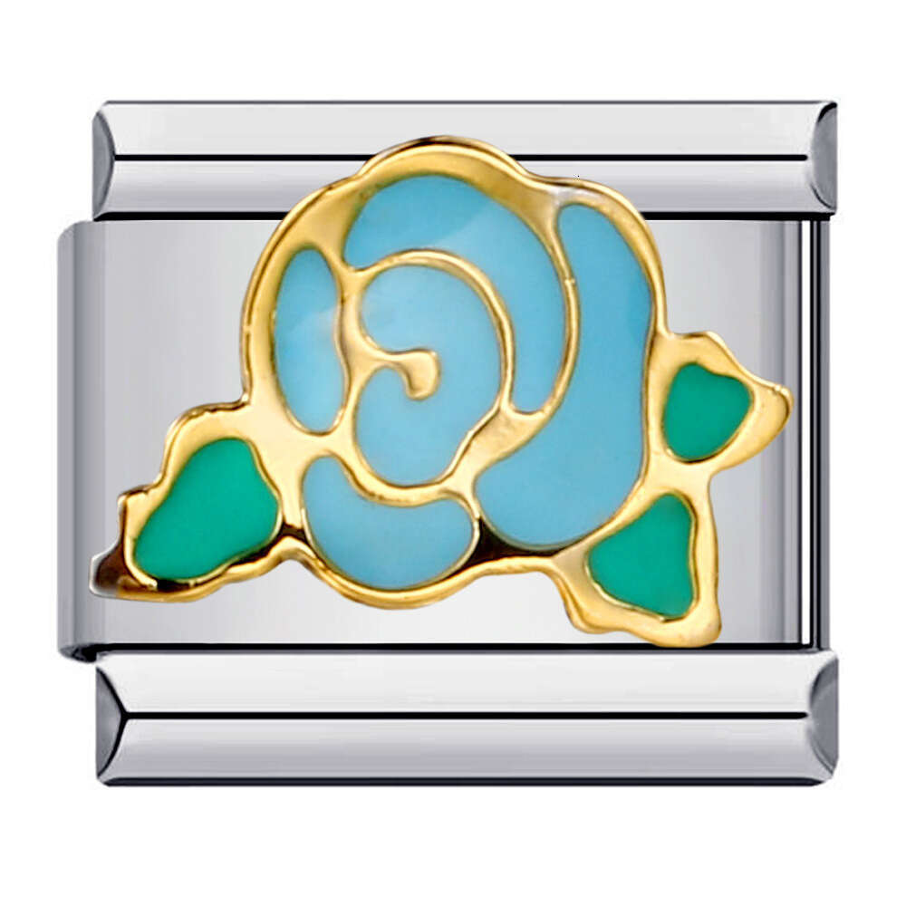 Wer Titanium Steel Drip Oil Welding Pattern Module Italian Charm Bracelet Links Stainless Fit 9Mm Jewelry DIY Making Gifts